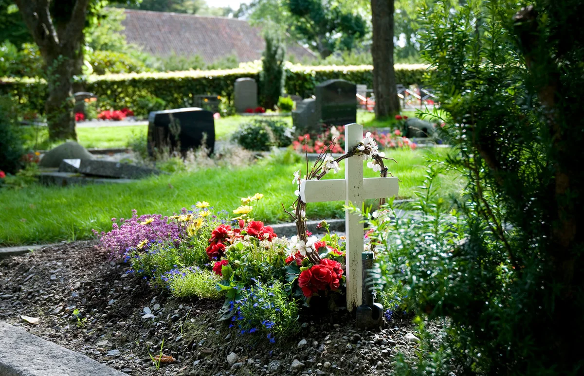 At the graveyard