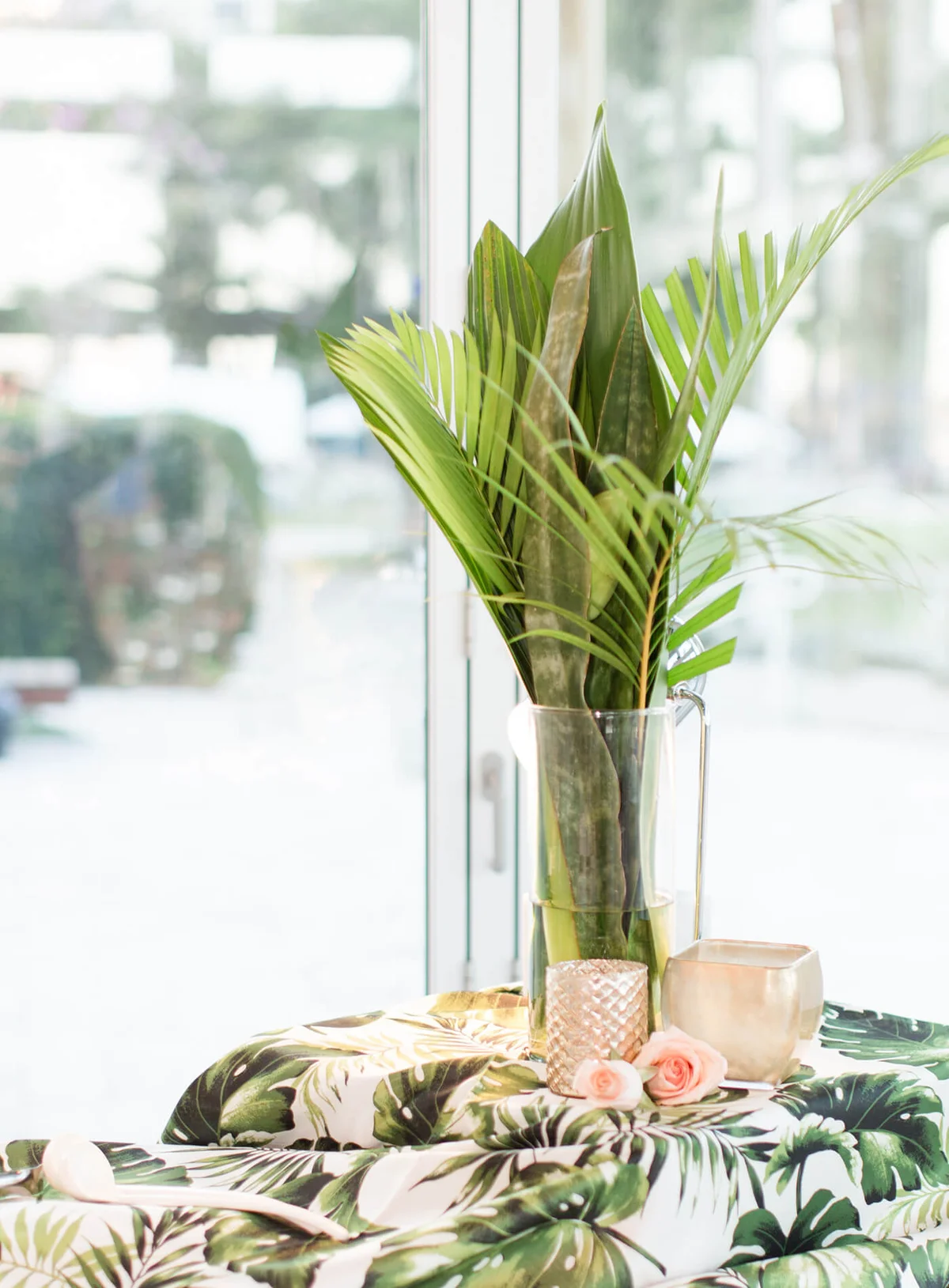 Tropical flowers at a modern Palm Beach wedding
