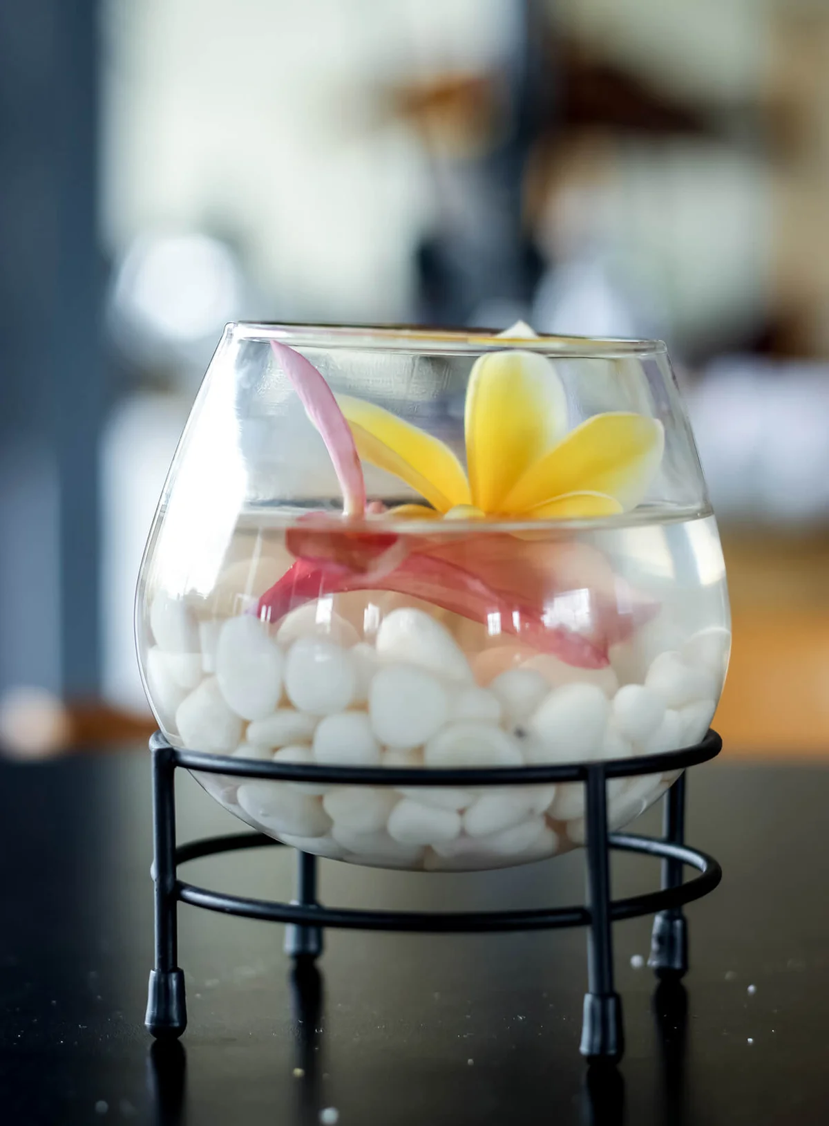 Frangipani Flower Centerpiece in a Glass for Table Decoration