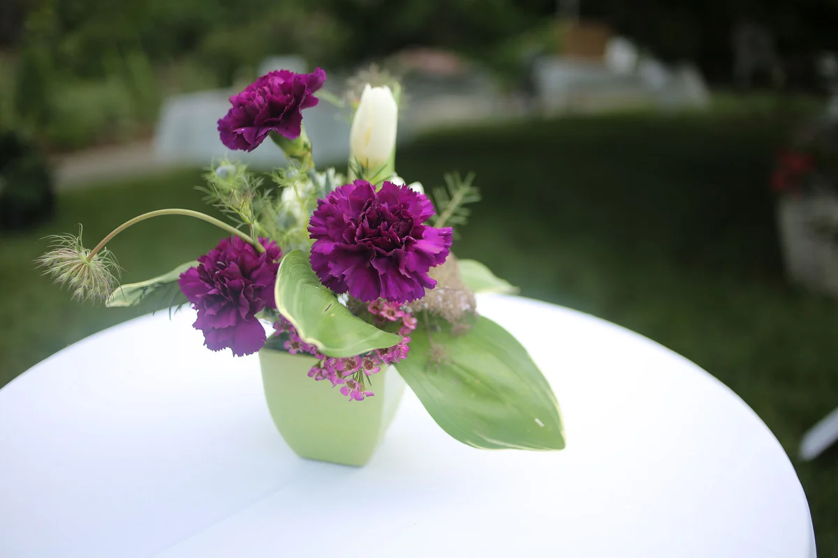 Simple purple flower centerpiece