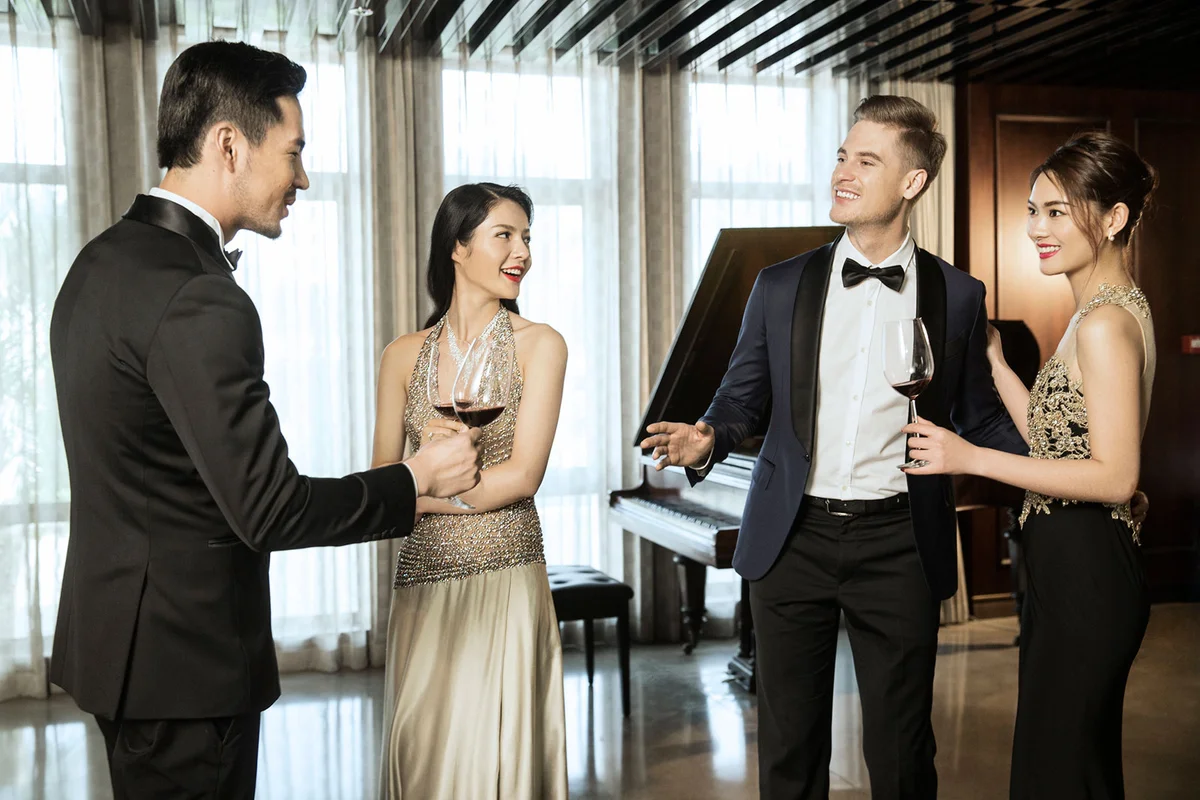 Guests in formal wedding attire