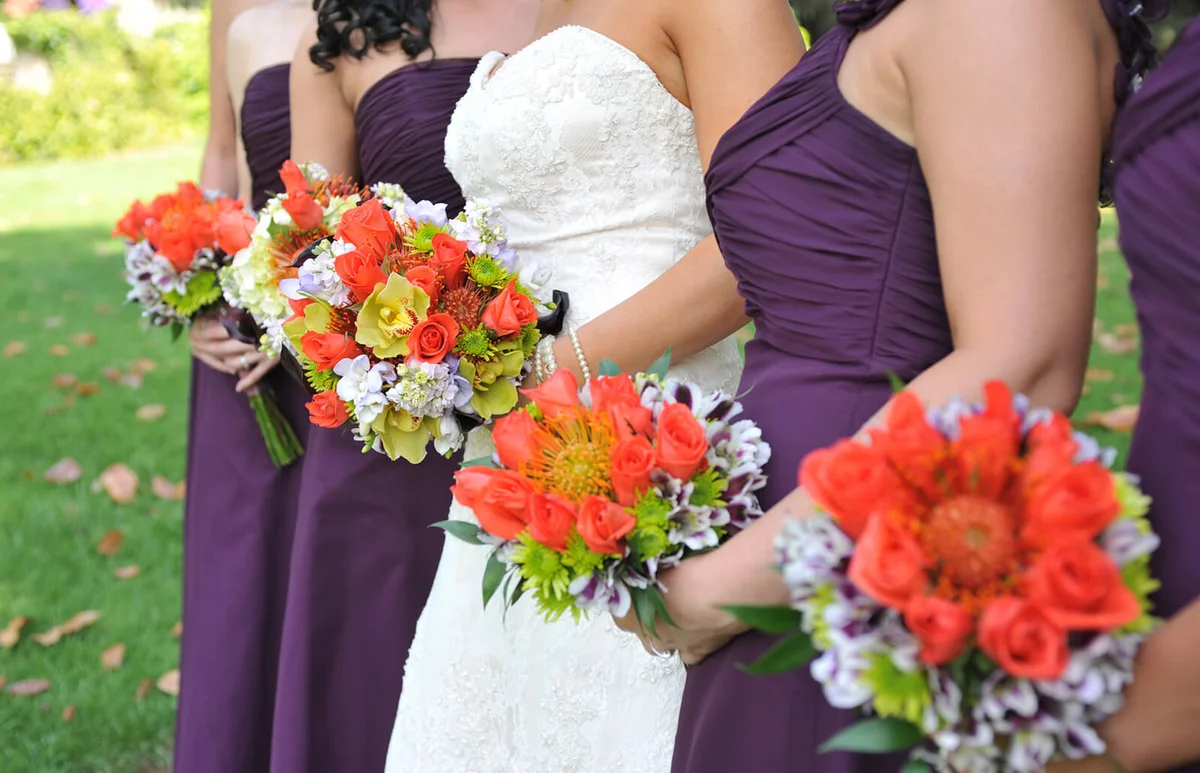 Line up of bride with bridemaids