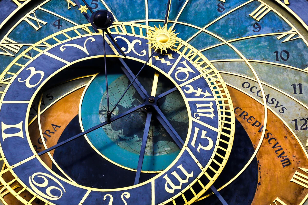 Detail of famous astronomical clock Prazski orloj