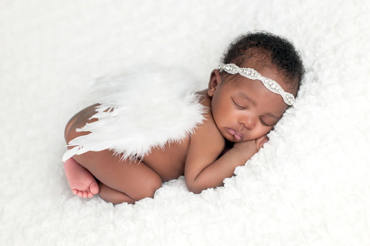 Baby dressed as an angel