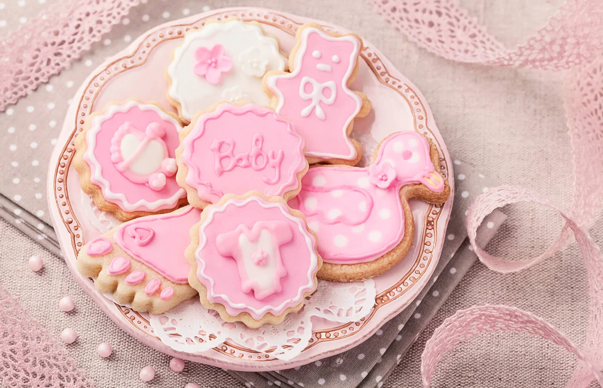 Pink baby shower cookies