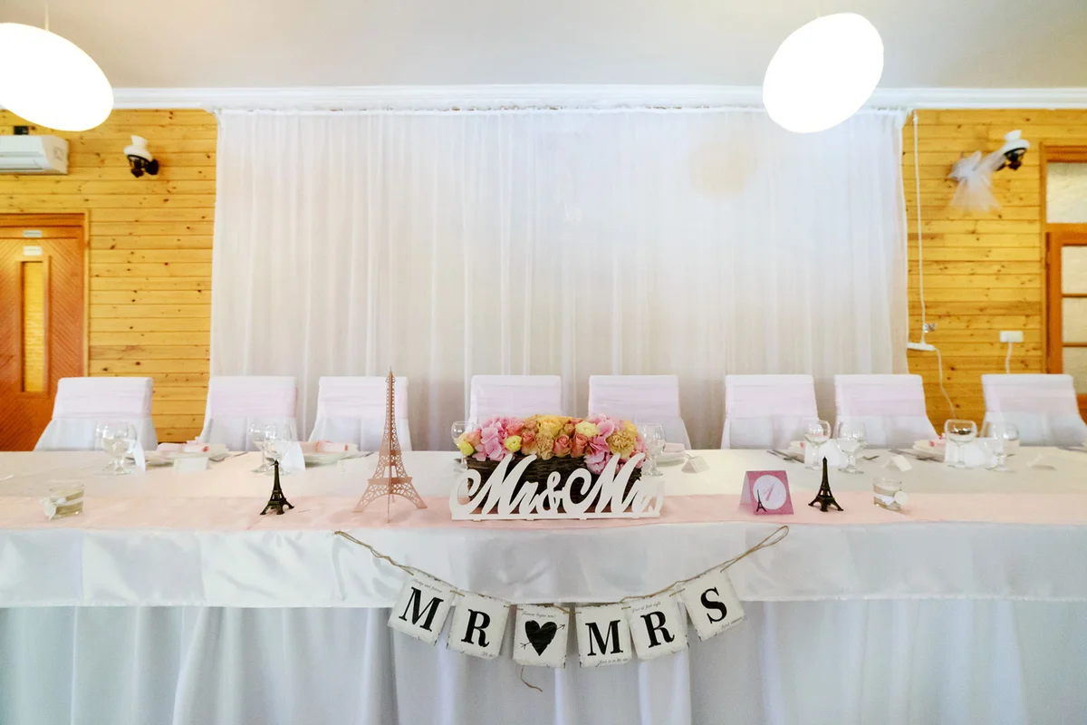 Fabric covers used in wedding decorations