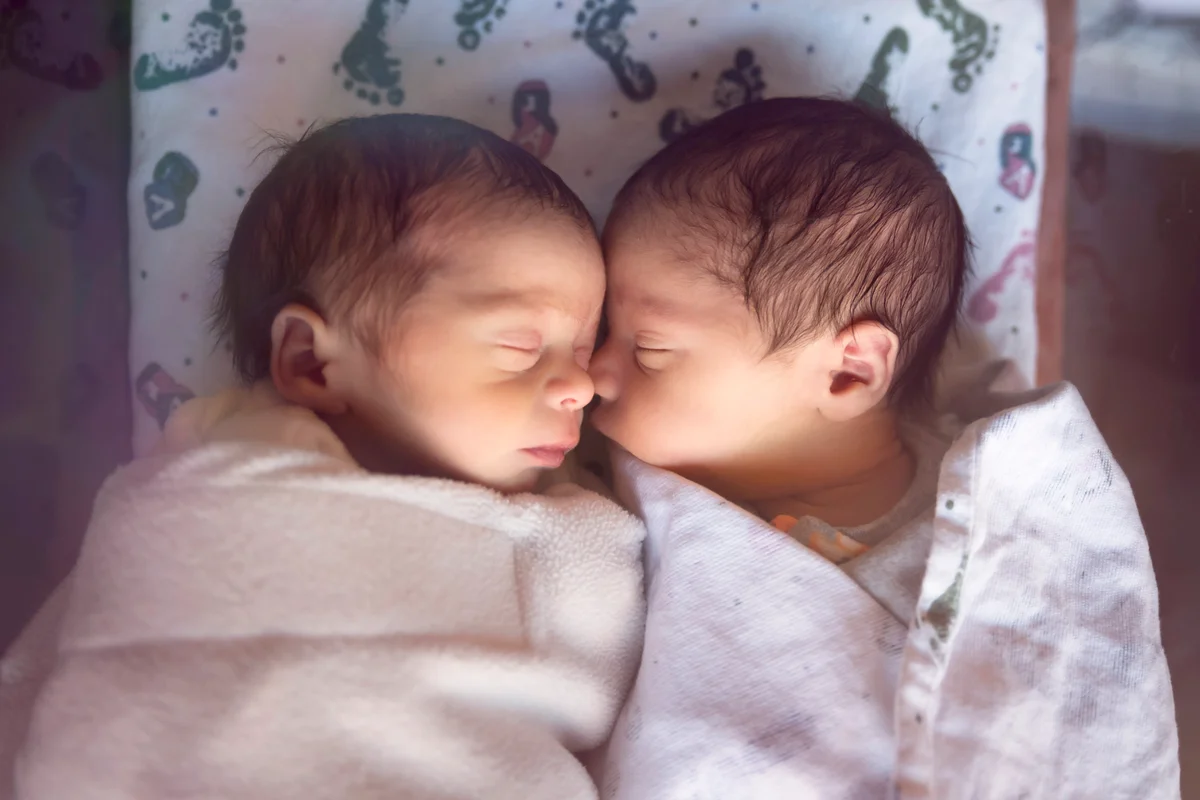 Premature Newborn Fraternal Twins