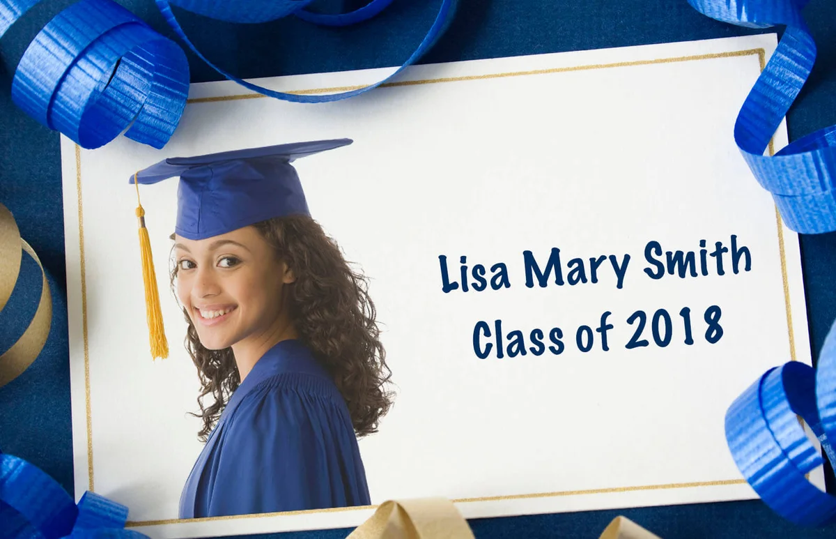 Card with graduate portrait