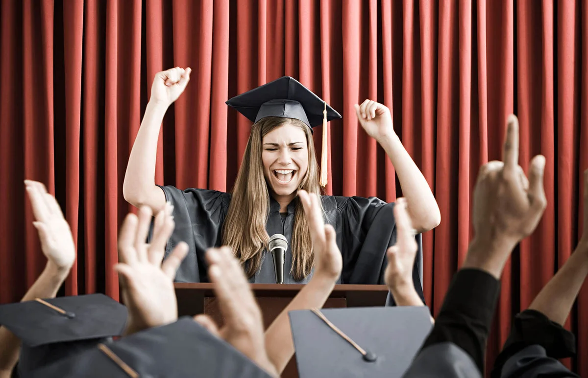 Graduate giving speech