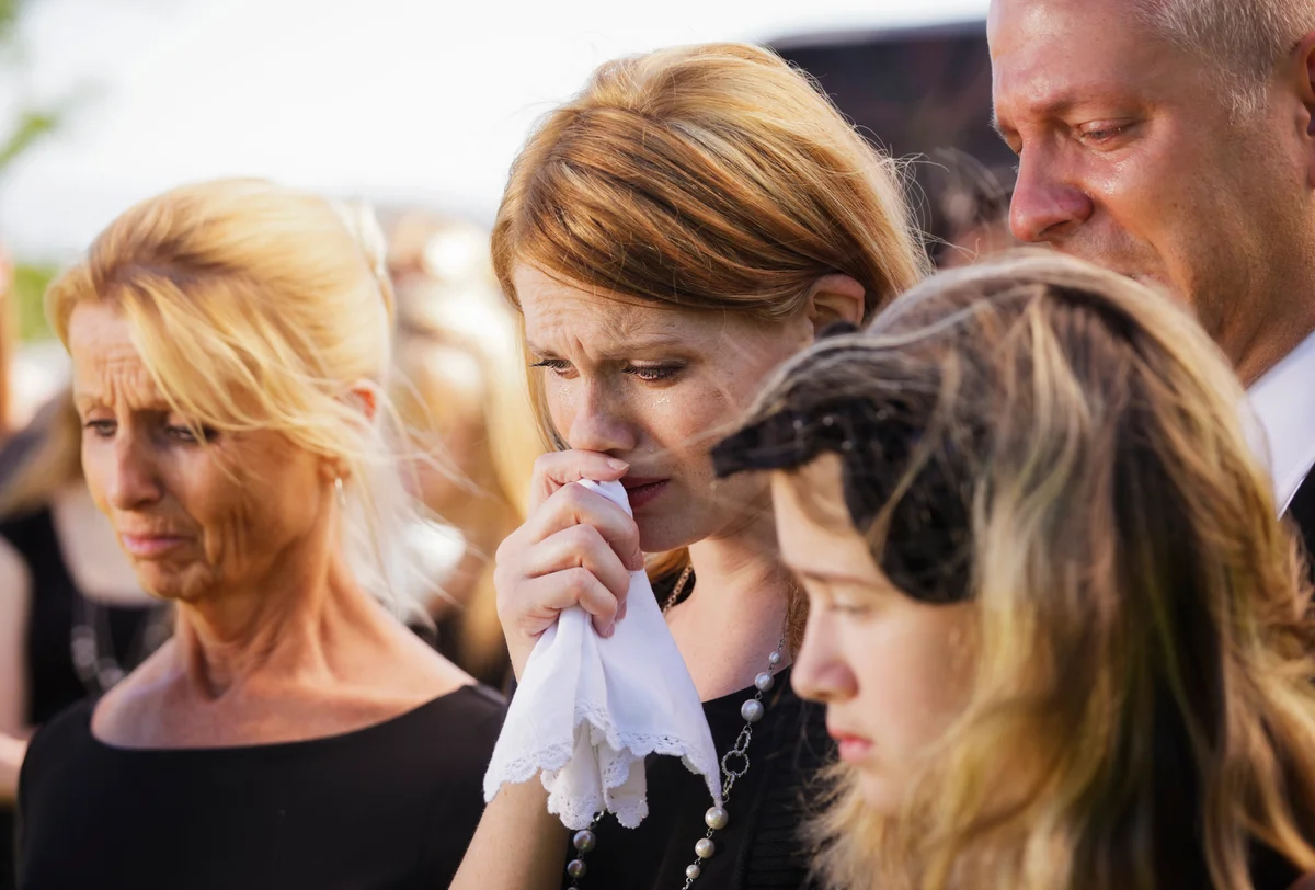 family at a funeral