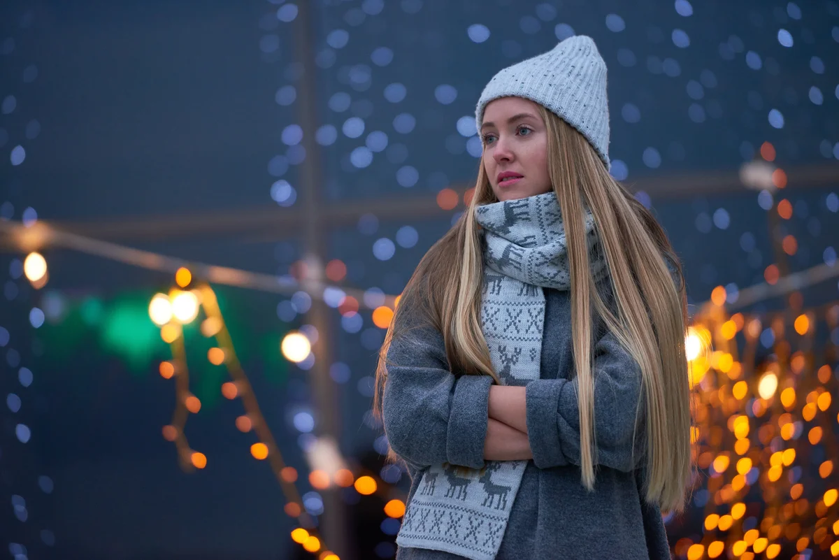 Sad girl at Christmastime