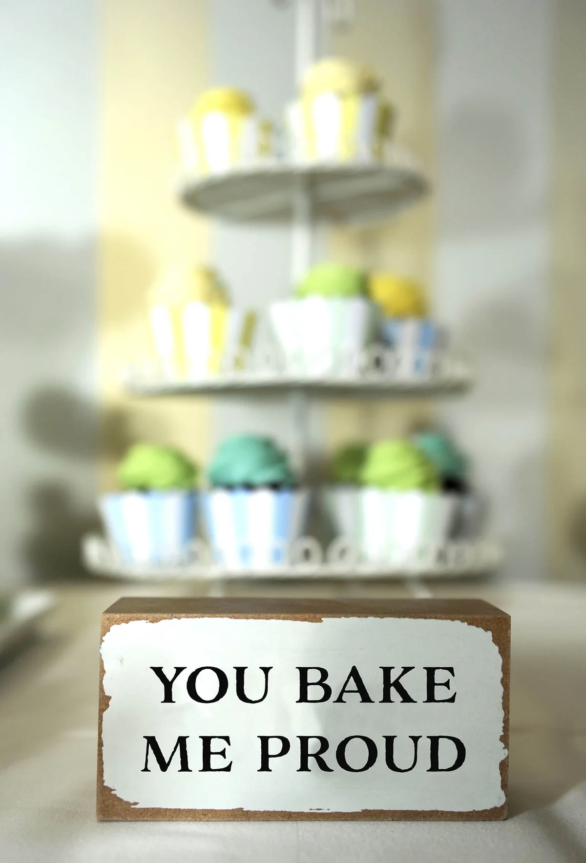 Sweets corner with message on the table