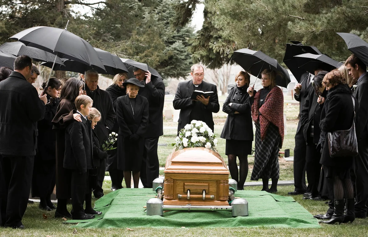 people at a funeral
