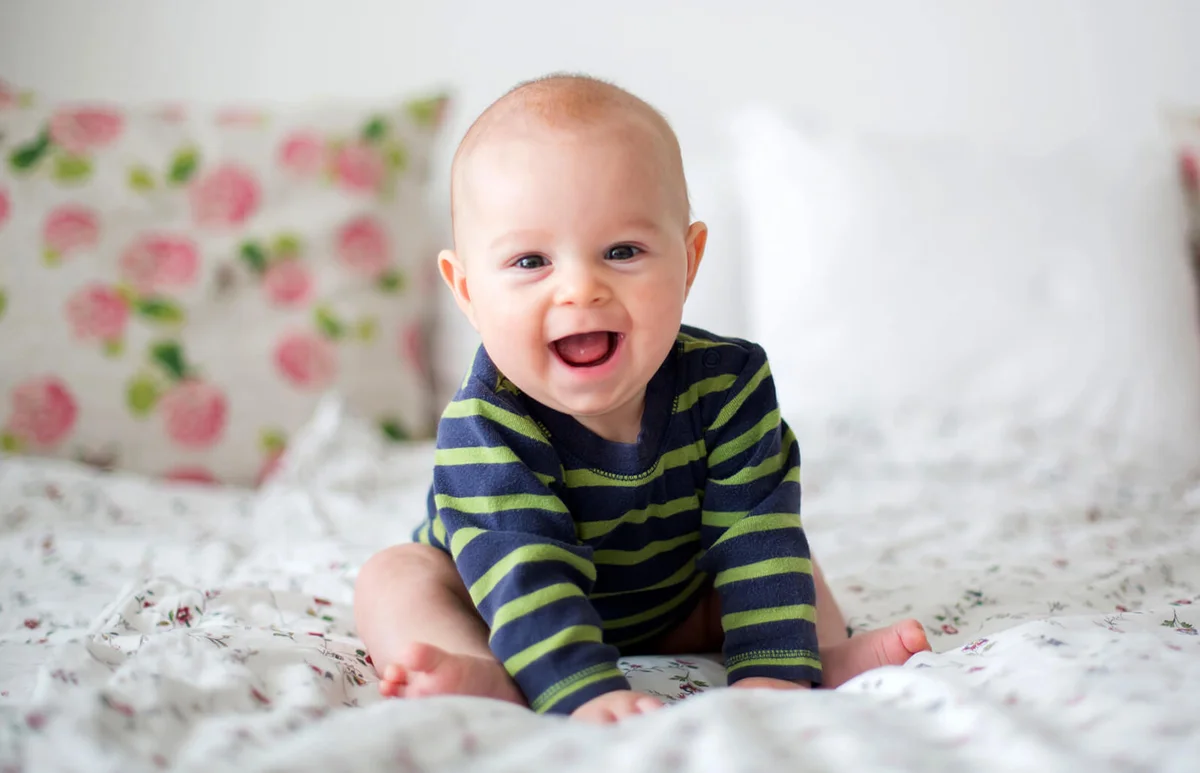 Cute little four month old baby boy