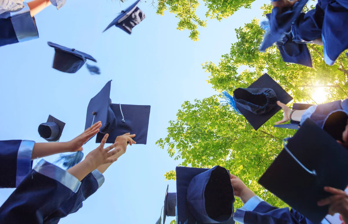 Throwing graduation hats