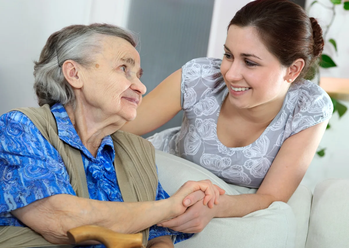 senior woman and daughter