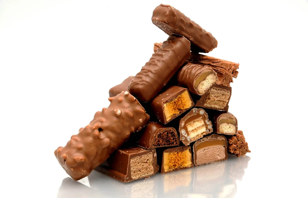 A pyramid made out of chocolate bars