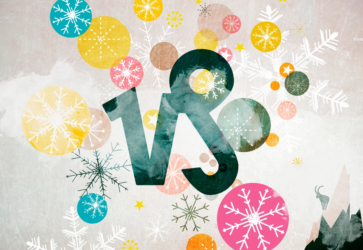 Astrological sign of Capricorn and winter motifs