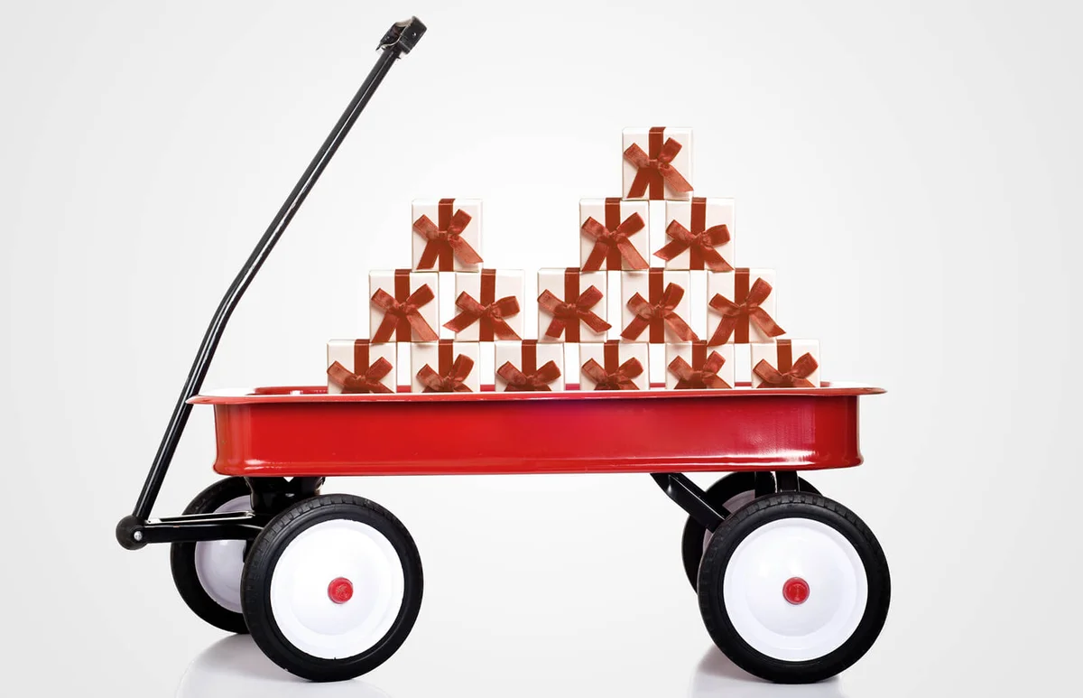 Favors in a red wagon