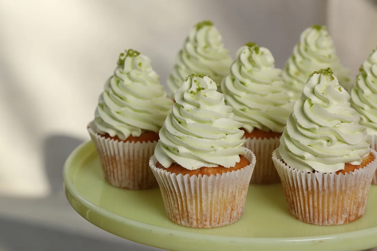 Green buttercream frosting cupcakes