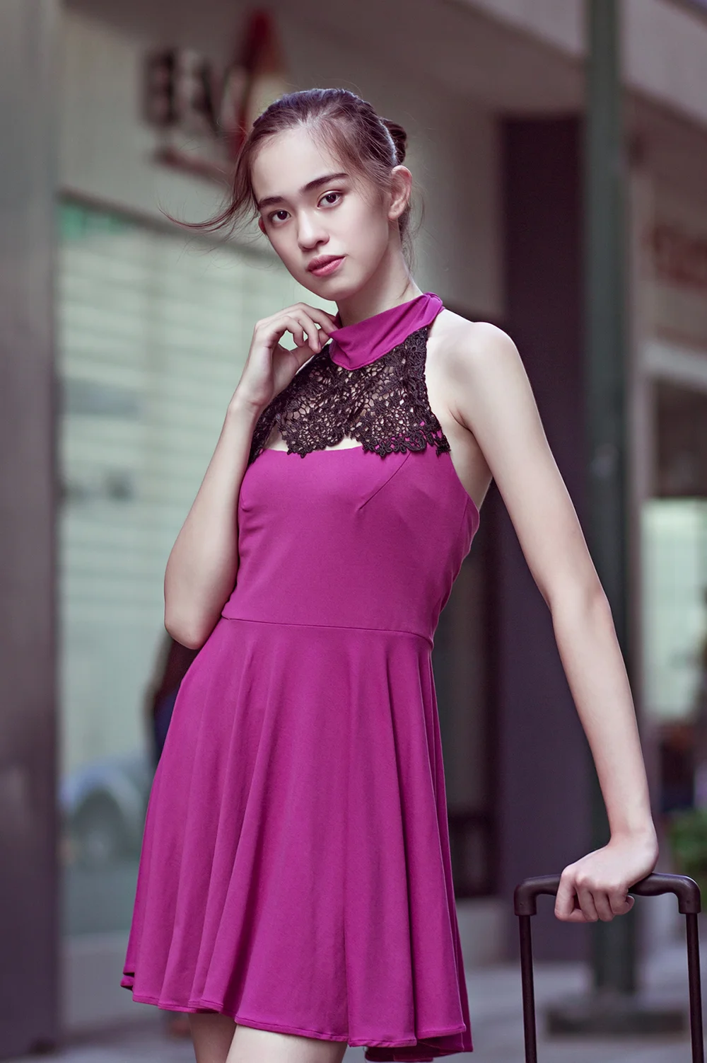 Teen girl wearing skater dress
