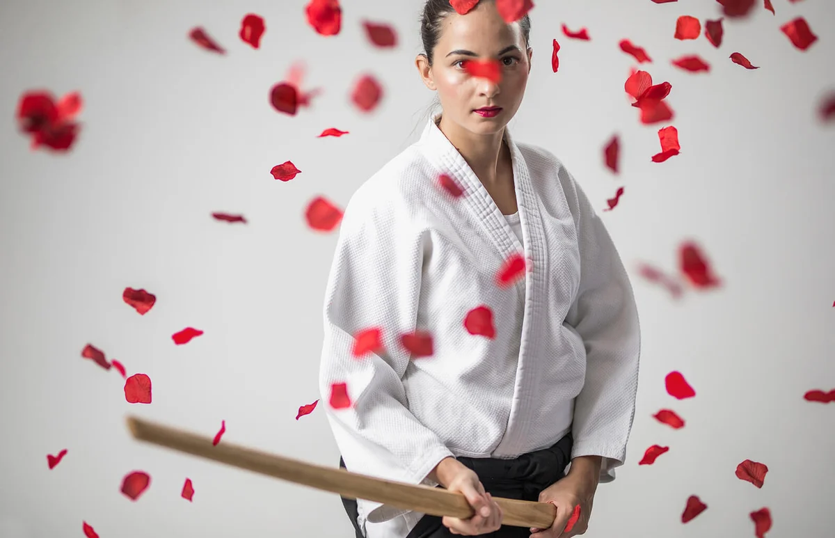 Aikido Warrior Holding Bokken Sword