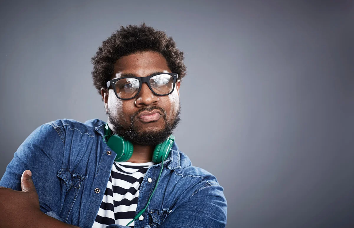 mid adult man posing with headphones