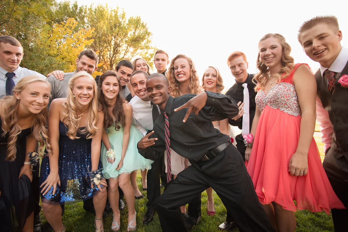 Group shot of teenagers before dance
