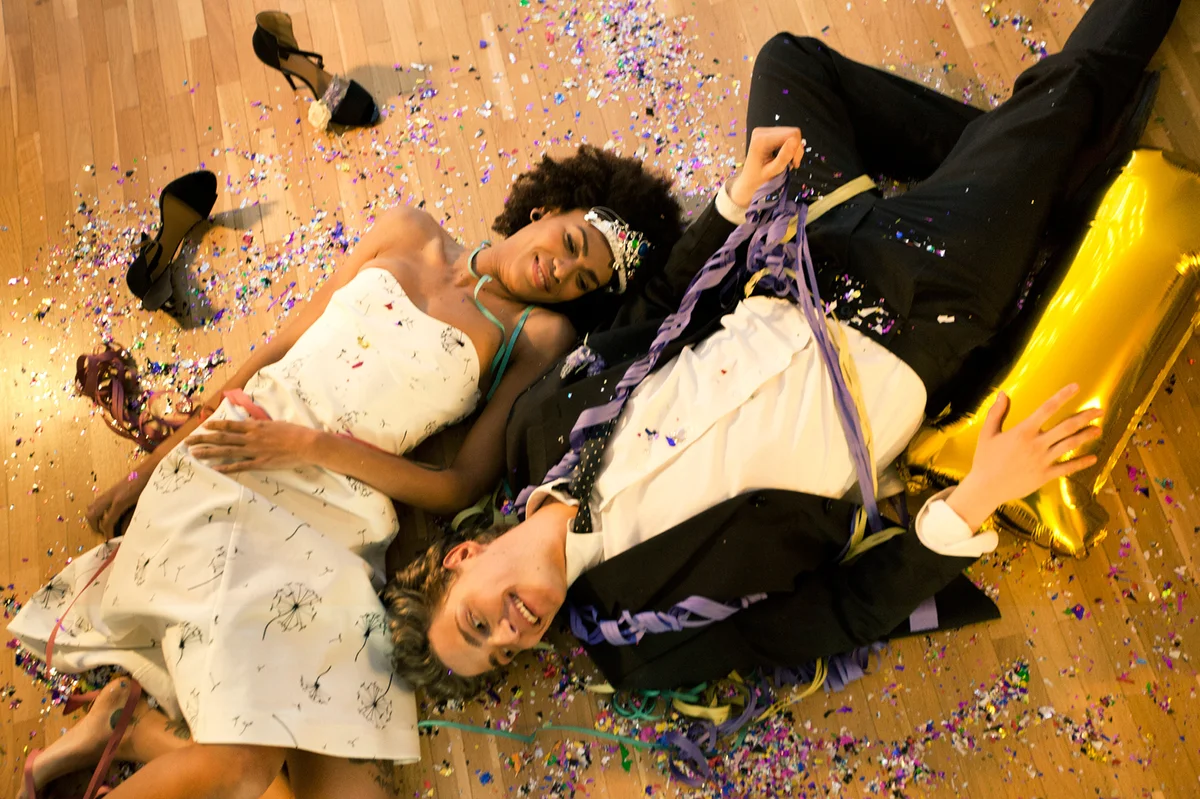 Couple lying down on the dance floor