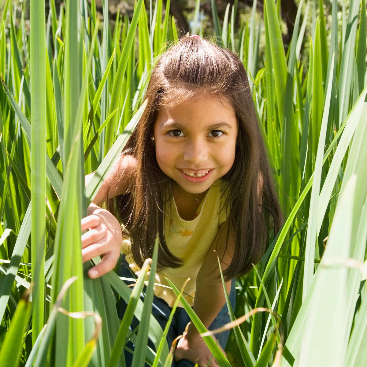 Young girl in tall grass