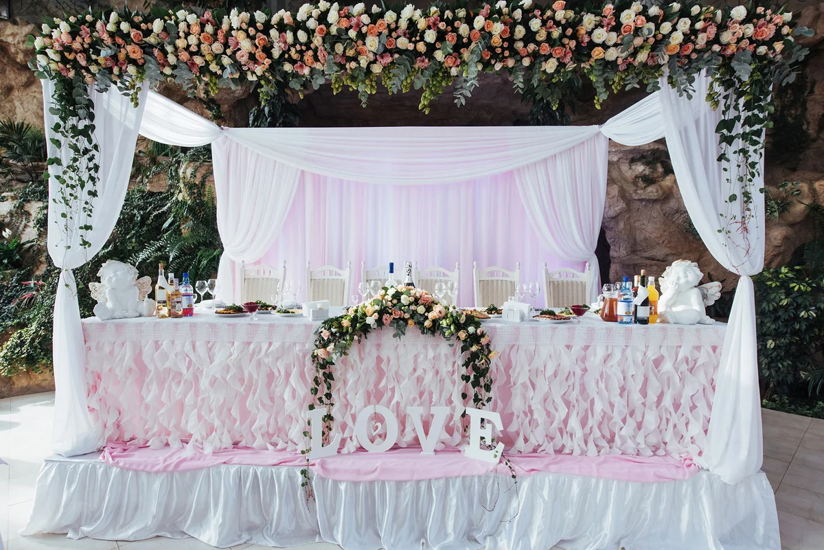 Romantic florals wedding party table