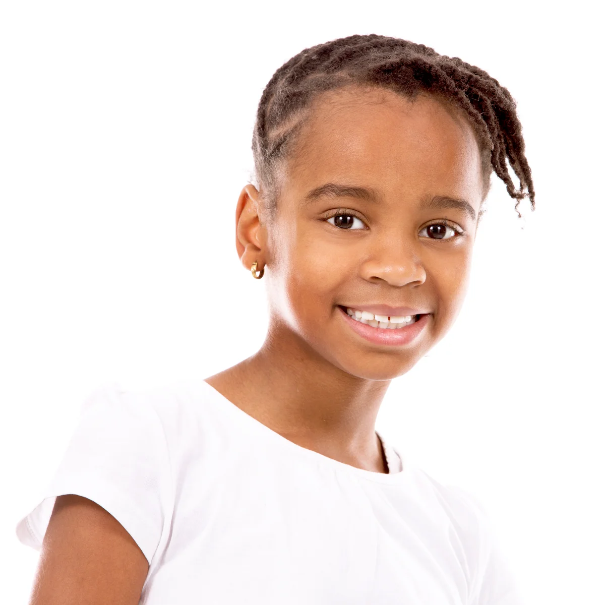 Girl with stacked layered cut