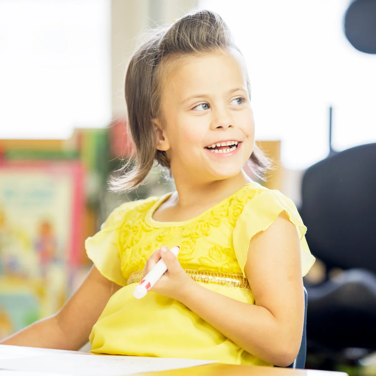 Happy Little Girl at School