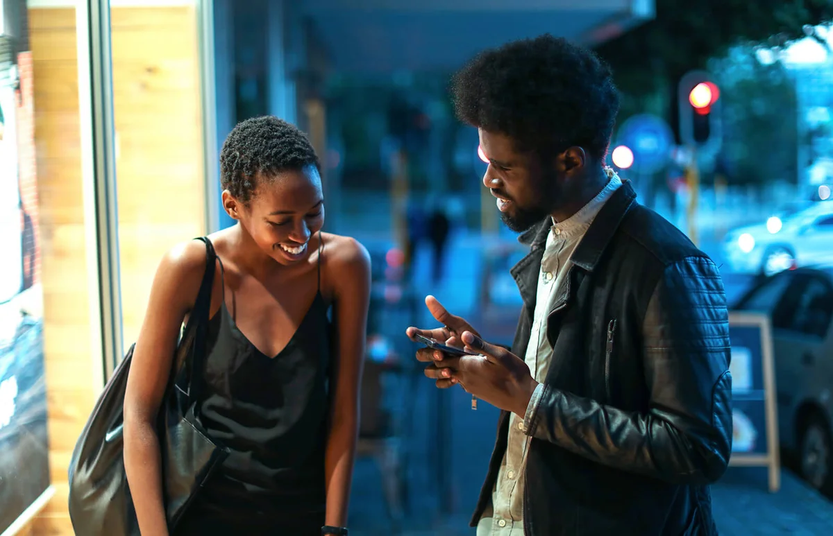 Man asking phone number to woman