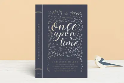 Royal Book Foil Pressed Baby Shower Invitation
