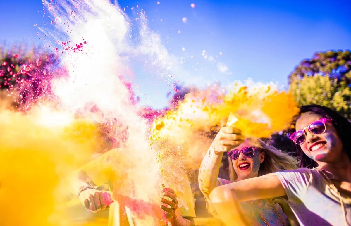 Group Celebrating Holi Festival in Park