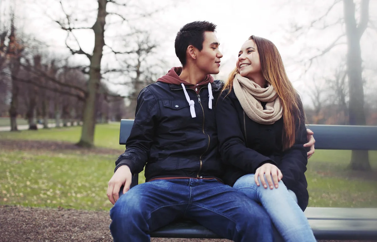 Teenage couple enjoying each others company