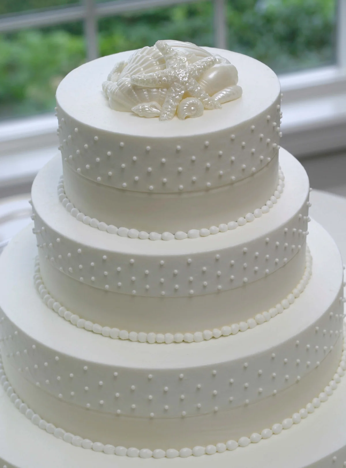 Closeup Of White Wedding Cake
