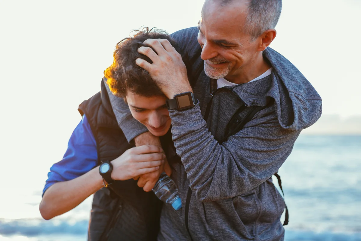 Father and teen son