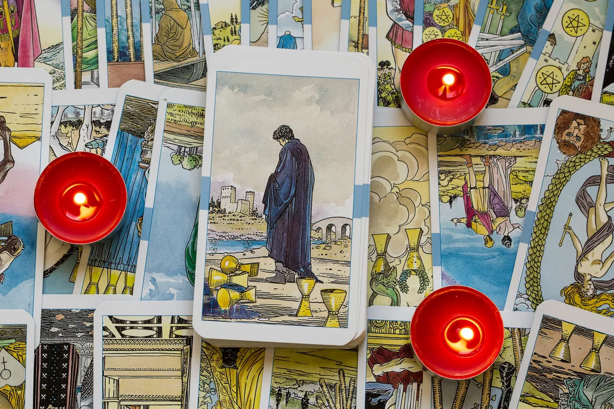 Tarot card with cups suit