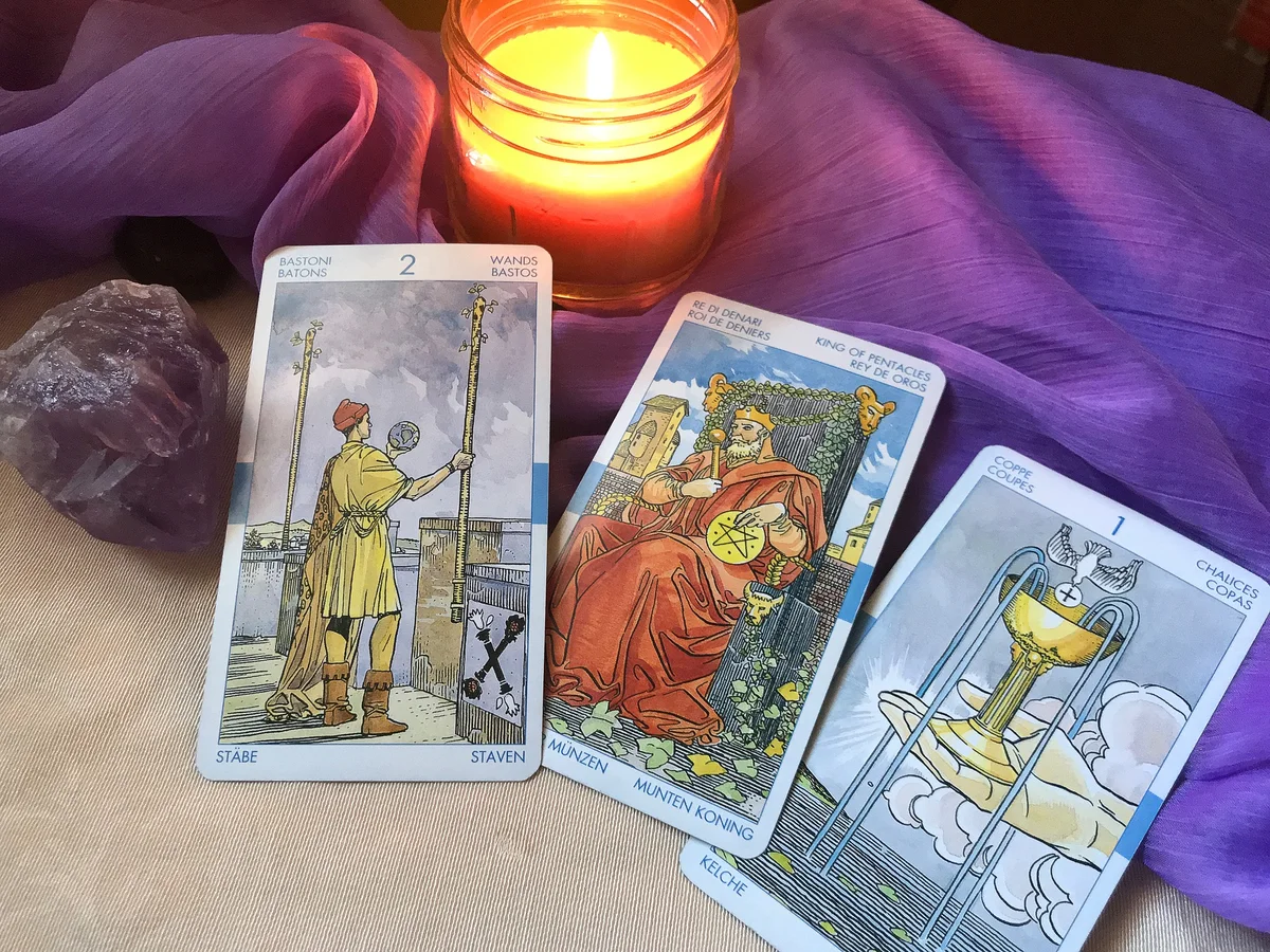 Tarot card with wands