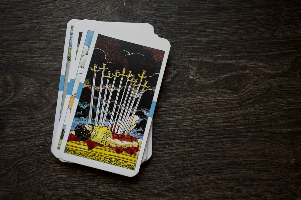 Tarot card with swords