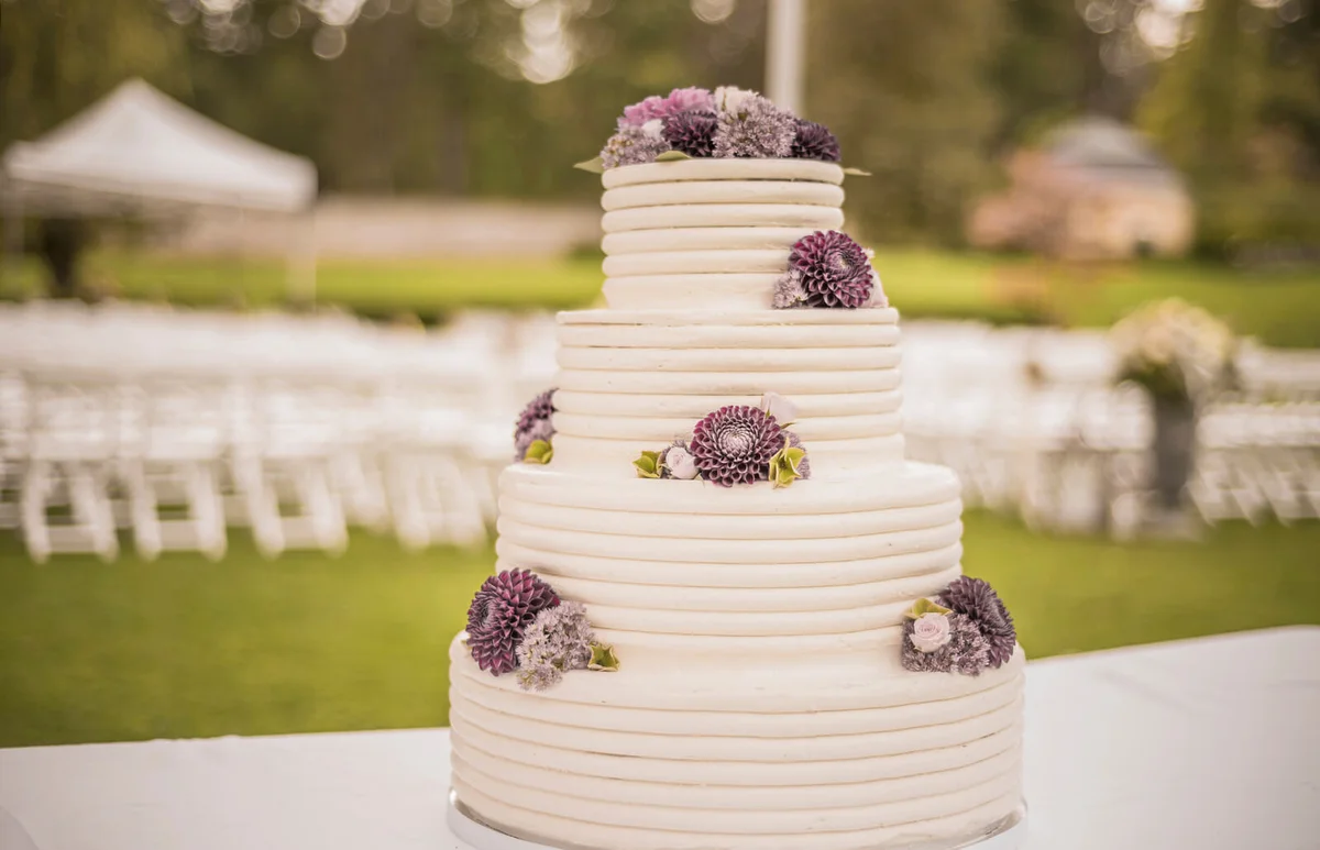 Simple outdoor wedding cake