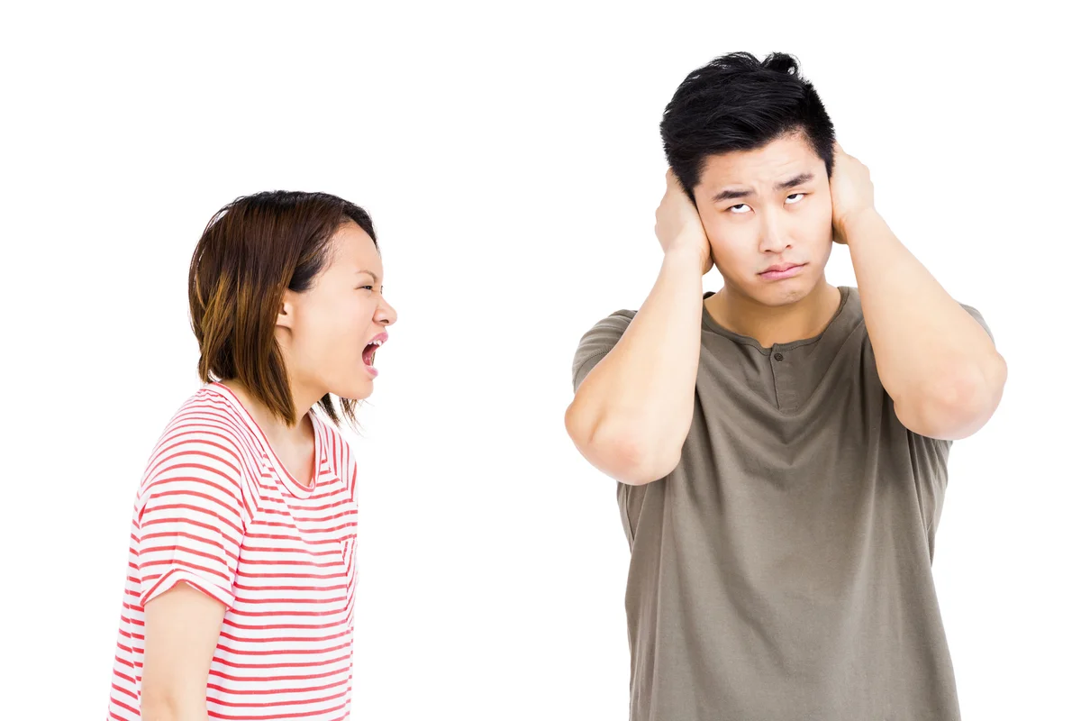 Woman yelling at man