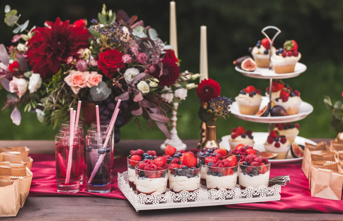 Berries dessert on wedding reception