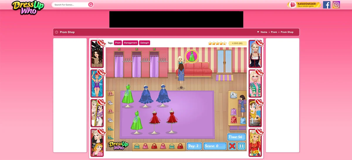 Screenshot of Prom Shop Game