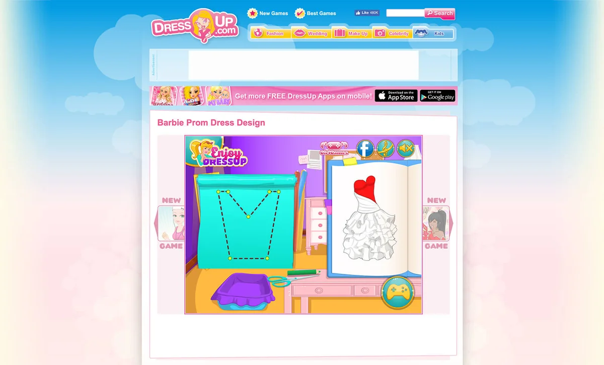 Screenshot of Barbie Prom Dress Design Game