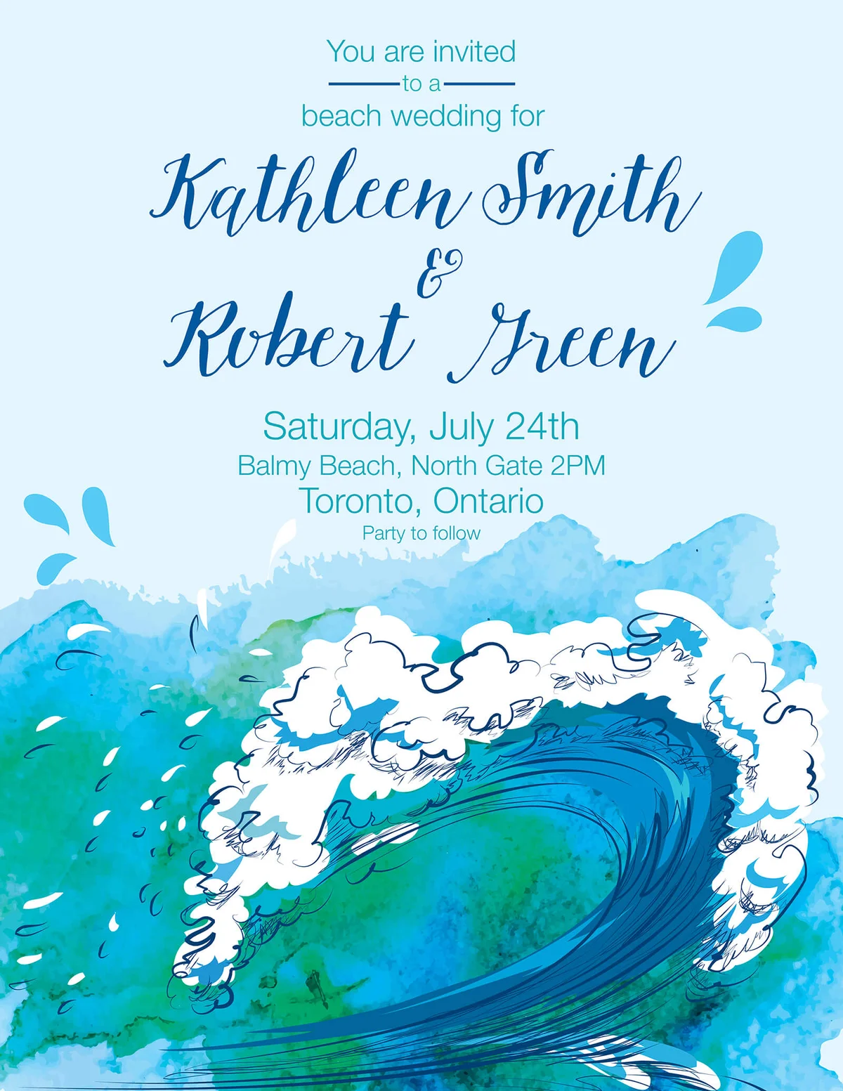 Watercolor Wedding Invitation with Text