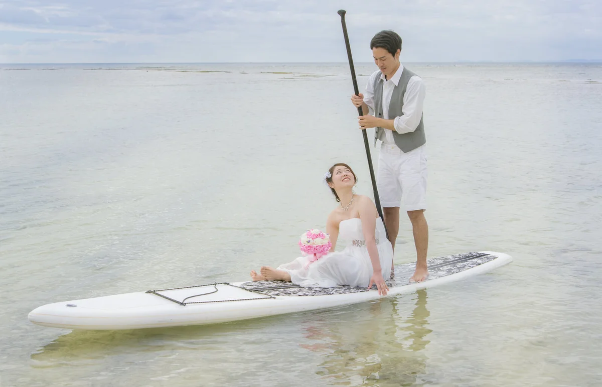 Couple on paddle board