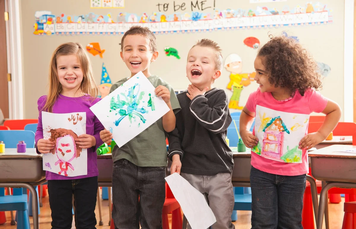 Children during art classes